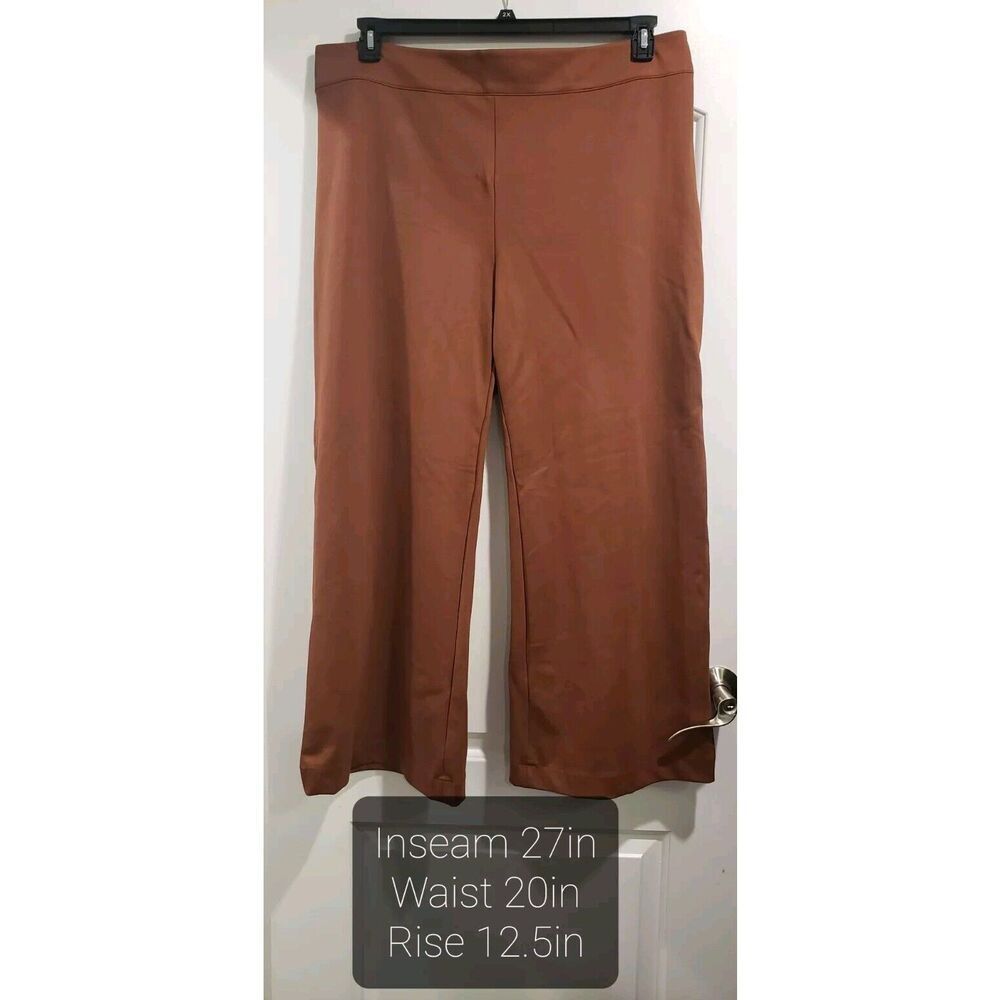 CHLOE KRISTYN Bridgette High Rise Wide leg Ponte Pants Brown 2X NWT MSRP $278 - Picture 2 of 8
